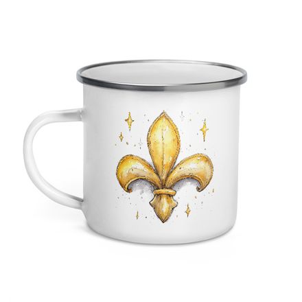 Enamel Mug, Fleur de Lys, juffrs 