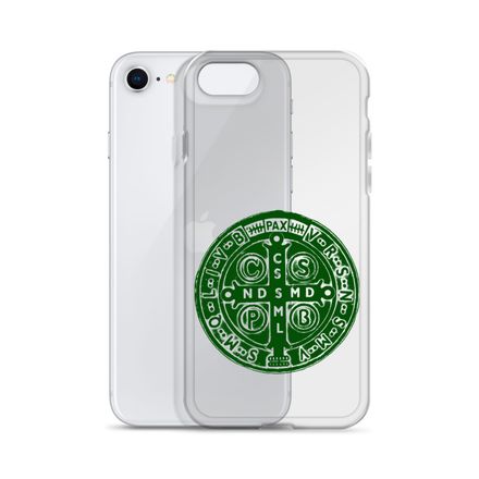 Clear Case for iPhone, St. Benedict Medal, 4ouume design, green