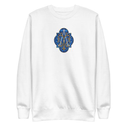 Embroidered Unisex Premium Sweatshirt, Auspice Maria, Crest with rounded Cross, u3bkt0