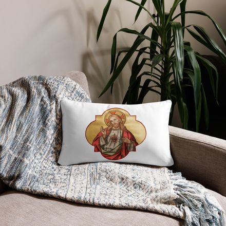 Pillow case 20x12, Sacred Heart of Jesus, eq75pu design 
