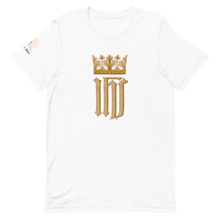 Unisex Staple T-Shirt, IHS with Crown, Golden Pattern, nlxdo1