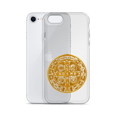 Clear Case for iPhone, St. Benedict Medal, 4ouume design, gold