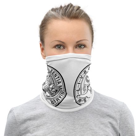 Neck Gaiter, St. Benedict Medal, filt5a design, side-by-side