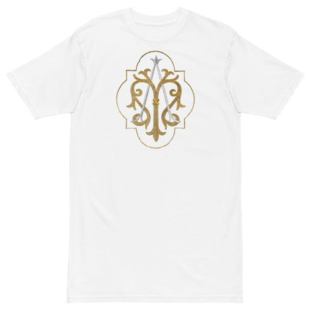 Men&#x27;s Premium Heavyweight Tee, Auspice Maria, Crest with outer edge, kdegvj