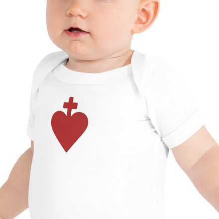 Embroidered Baby Short Sleeve One Piece , Sacred Heart of Jesus, yjegla design 