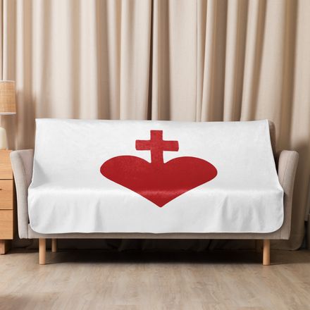 Sublimated Sherpa Blanket, Sacred Heart of Jesus, yjegla design 