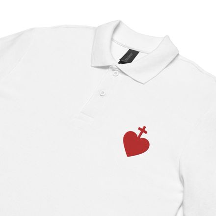 Unisex Pique Polo Shirt, Sacred Heart of Jesus, 7ugqf9 design