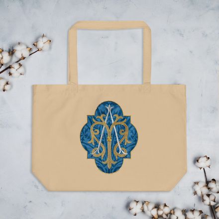Large Eco Tote, Auspice Maria, Crest with rounded Cross, u3bkt0
