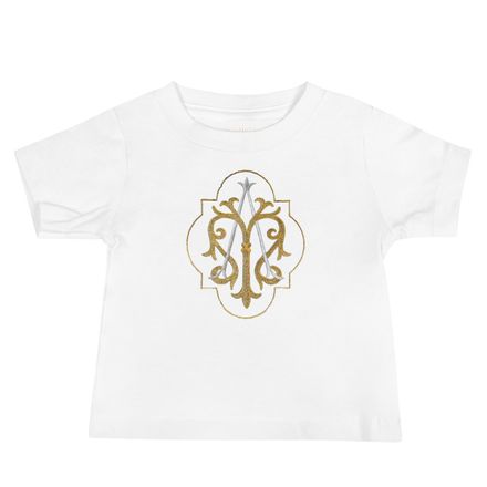 Baby Staple Tee, Auspice Maria, Crest with outer edge, kdegvj