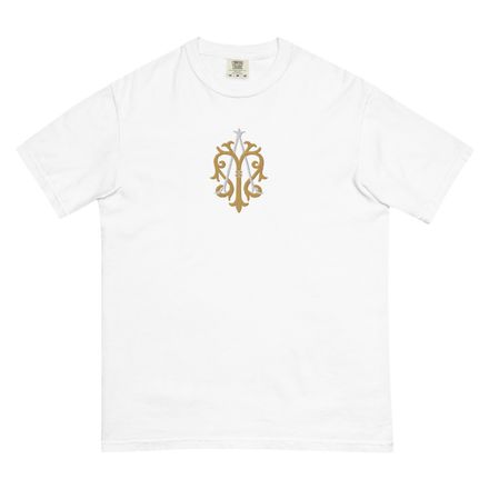 Embroidered Unisex Garment-Dyed Heavyweight T-Shirt, Auspice Maria, Crest, kgvlsx
