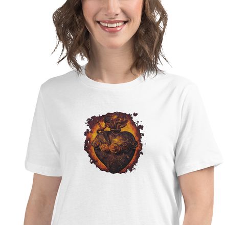 Embroidered Women&#x27;s Relaxed T-Shirt, Immaculate Heart Of Mary, vfh1tk design