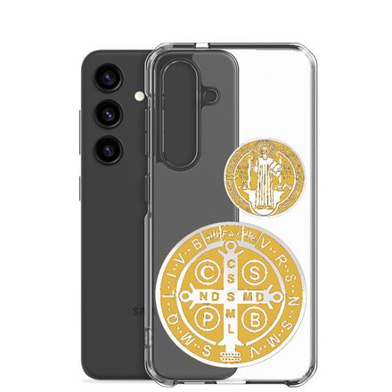 Clear Case for Samsung, St. Benedict Medal, idjfae design, gold