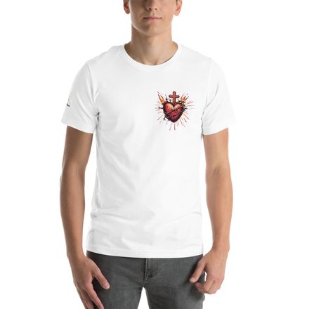 Unisex Staple T-Shirt, Sacred Heart of Jesus, uetiyj design, left chest