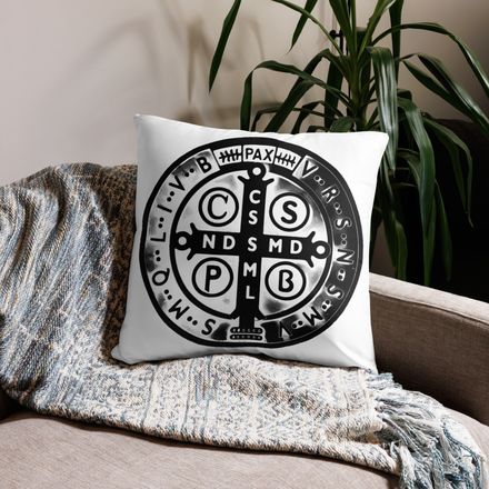 Pillow case 22x22, St. Benedict Medal, oih8m5 design