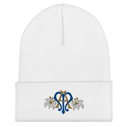 Cuffed Beanie, Auspice Maria, Crest with side flowers, hlduri