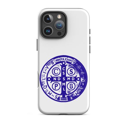Tough Case for iPhone, St. Benedict Medal, oih8m5 design, blue