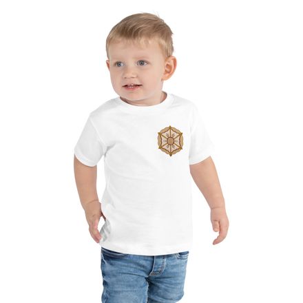 Toddler Staple Tee, Monstrance with Golden Pattern, eneyoj, left chest