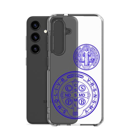 Clear Case for Samsung, St. Benedict Medal, filt5a design, blue