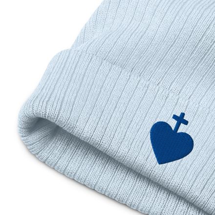 Ribbed Knit Beanie, Sacred Heart of Jesus, 7ugqf9, blue