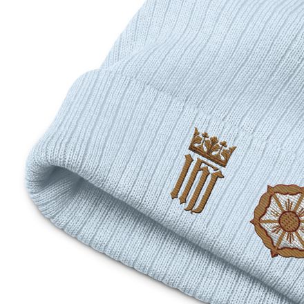 Ribbed Knit Beanie, IHS with Crown And Monstrance, lwaktc