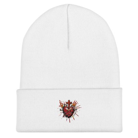 Cuffed Beanie, Sacred Heart of Jesus, uetiyj design