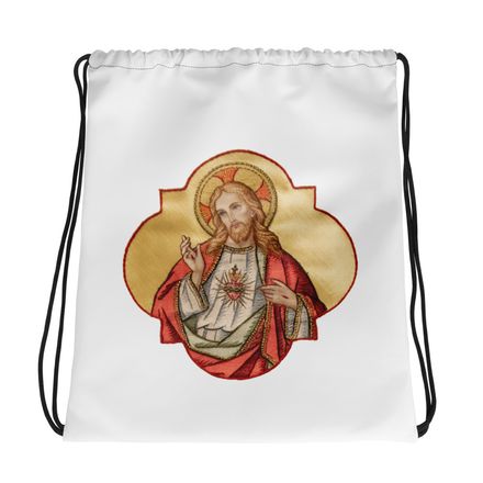 Drawstring Bag, Sacred Heart of Jesus, eq75pu design 