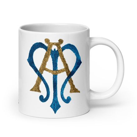   White Glossy Mug, 20oz, Auspice Maria, Crest, rphg0v