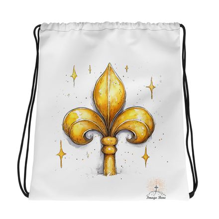 Drawstring Bag, Fleur de Lys, kiurqq