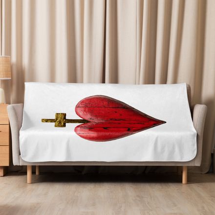 Sublimated Sherpa Blanket, Sacred Heart of Jesus, 9i93k9 design, vertical 