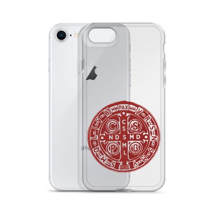 Clear Case for iPhone, St. Benedict Medal, 4ouume design, red