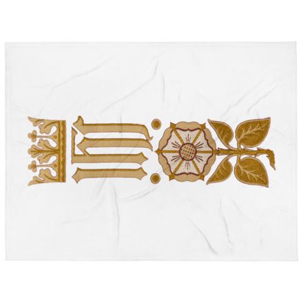 Throw Blanket, IHS Stripe With Crown and Monstrance, vw6yal, vertical