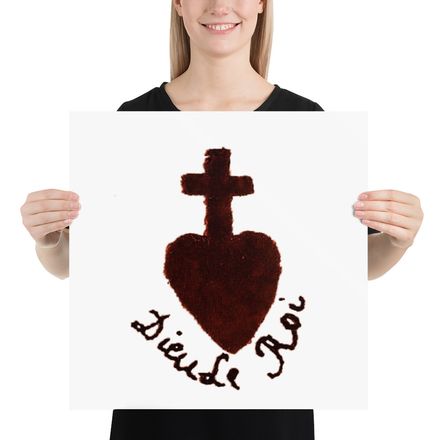 Matte Paper Poster, 18x18, Sacré Coeur, Dieu de Roi, Vendée Chouan, obymh4 design