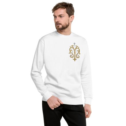 Unisex Premium Sweatshirt, Auspice Maria, Crest, kgvlsx, left chest