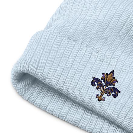 Ribbed Knit Beanie, Fleur de Lys, clffhc 