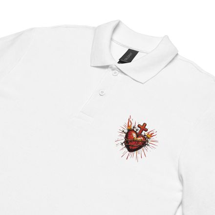 Unisex Pique Polo Shirt, Sacred Heart of Jesus, uetiyj design