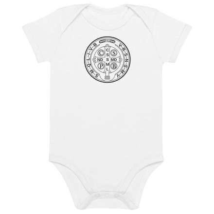 Embroidered Organic Cotton Baby Bodysuit, Sacred Heart of Jesus, 16k4ku design