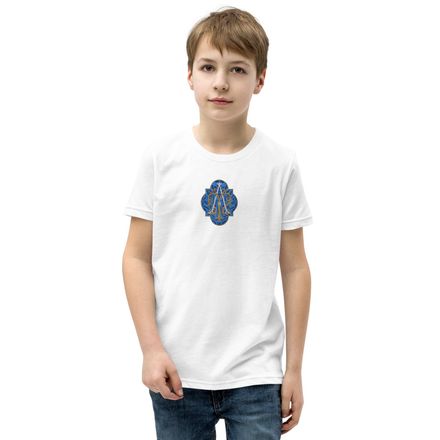 Embroidered Youth Staple Tee, Auspice Maria, Crest with rounded Cross, u3bkt0