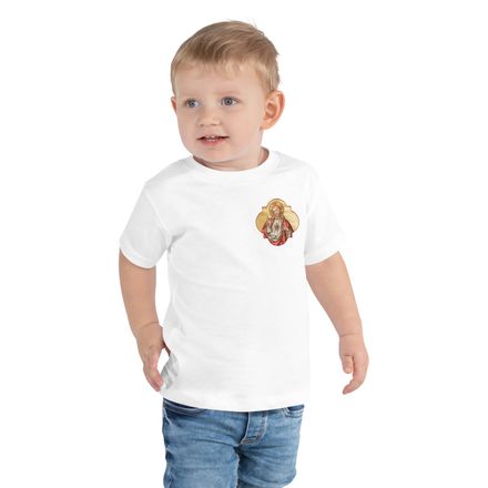 Toddler Staple Tee, Sacred Heart of Jesus, eq75pu design, left chest