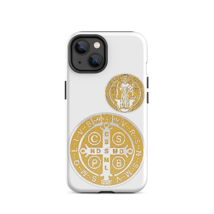 Tough Case for iPhone, St. Benedict Medal, idjfae design, gold