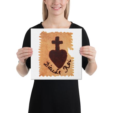 Canvas Print, 12x12, Sacré Coeur, Dieu de Roi, Vendée Chouan, sqpbrl design