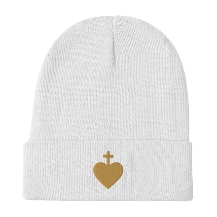 Knit Beanie, Sacred Heart of Jesus, 7ugqf9, gold