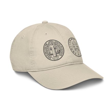Organic Baseball Cap, St. Benedict Medal, filt5a design