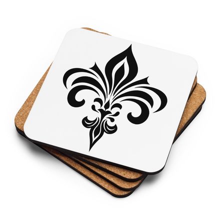 Cork-Back Coaster, Fleur de Lys, h3lnk7