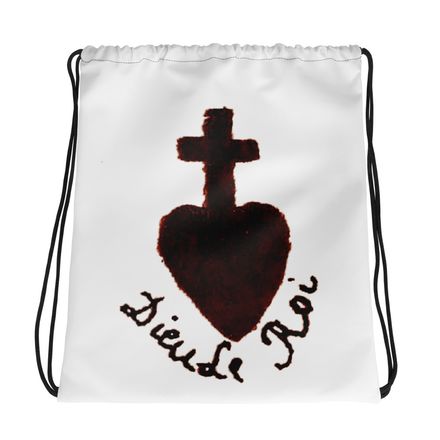 Drawstring Bag, Sacré Coeur, Dieu de Roi, Vendée Chouan, obymh4 design