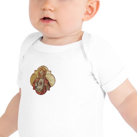Embroidered Baby Short Sleeve One Piece , Sacred Heart of Jesus, eq75pu design 