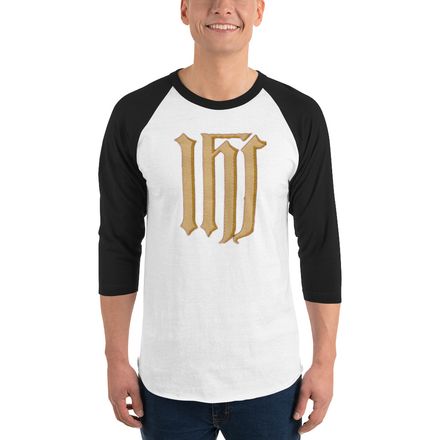 Unisex 3/4 Sleeve Raglan Shirt, IHS, Golden Pattern, gedziz
