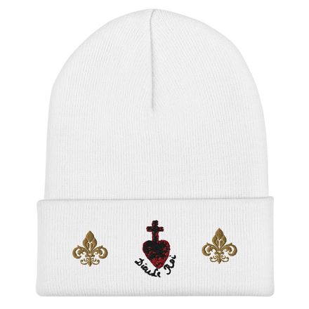 Cuffed Beanie, Sacré Coeur, Dieu de Roi, Vendée Chouan, obymh4 design, Fleur de Lys