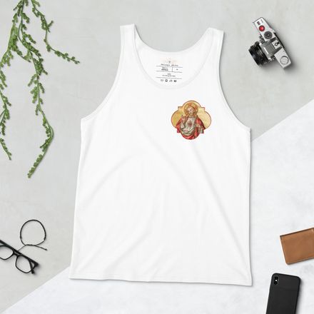 Staple Tank Top, Sacred Heart of Jesus, eq75pu design, left chest 