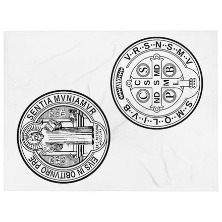 Throw Blanket, St. Benedict Medal, filt5a design, vertical
