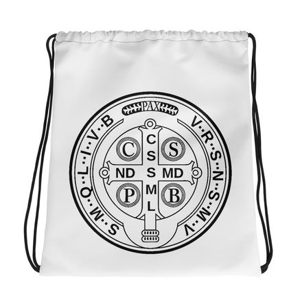 Drawstring Bag, St. Benedict Medal, 16k4ku design